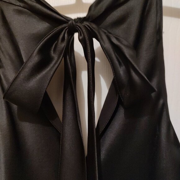 BANANA REPUBLIC DRAPED COWL NECK TANK 100% SILK SLVLS LINED BLACK NWOT SMALL - Picture 7 of 7